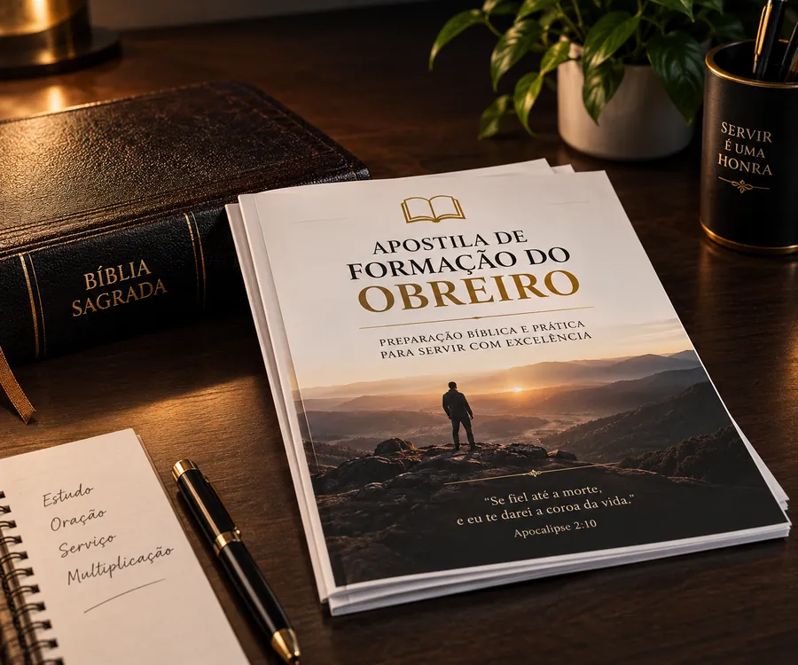 Apostila impressa ao lado da Bíblia